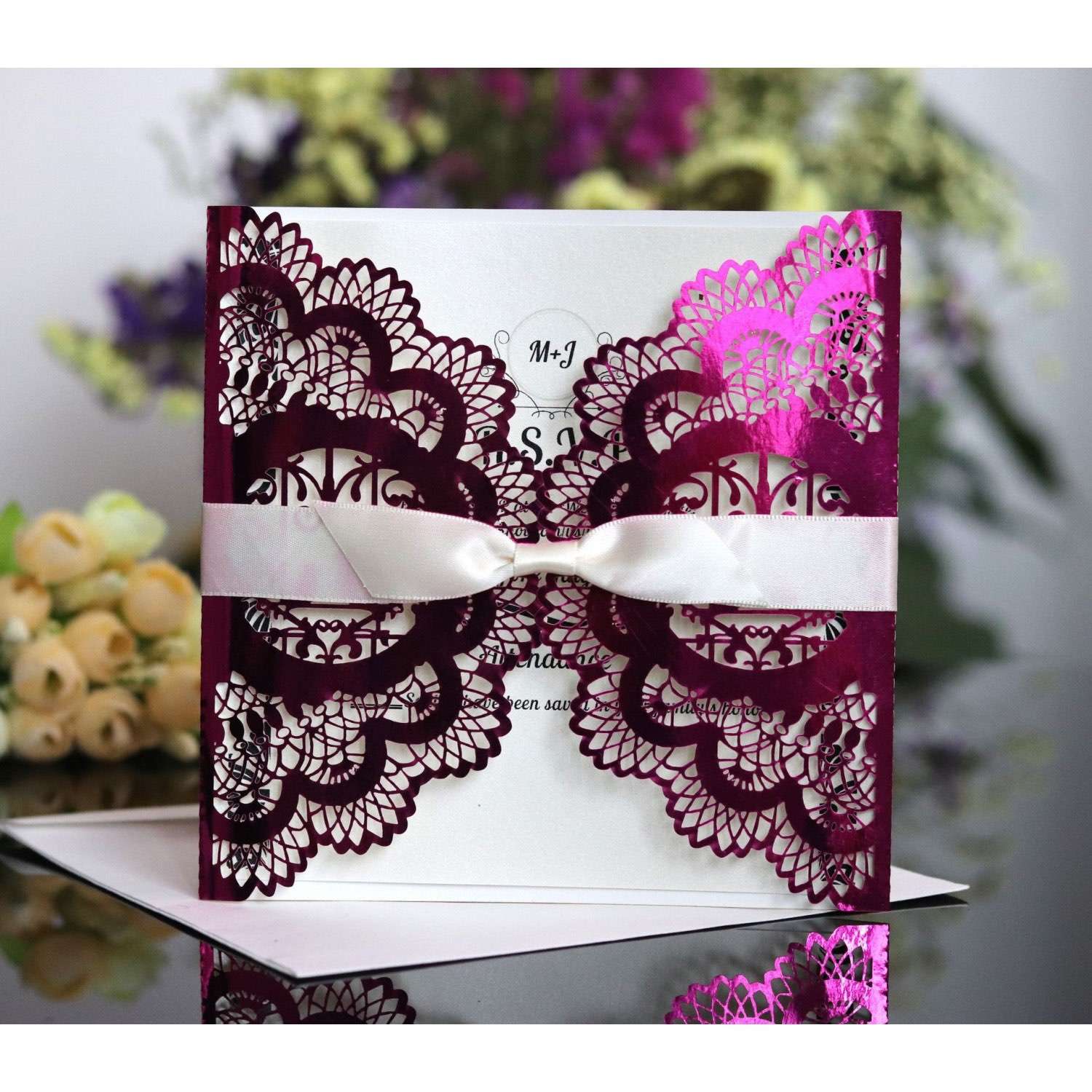 Invitation Card Laser Cut Reflective Paper Wedding Supplies Golden Invitation Wholesale